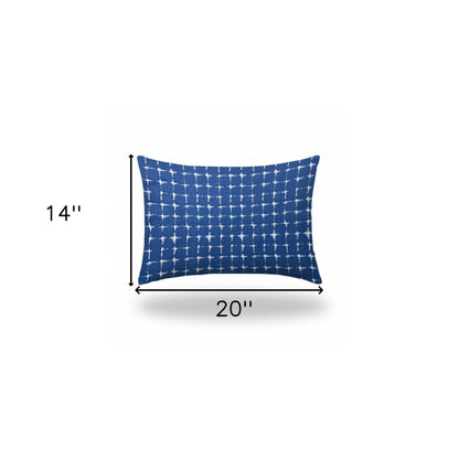 12" X 16" Blue And White Enveloped Abstract Lumbar Indoor Outdoor Pillow Cover