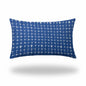 12" X 16" Blue And White Enveloped Gingham Lumbar Indoor Outdoor Pillow