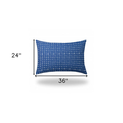 12" X 16" Blue And White Enveloped Abstract Lumbar Indoor Outdoor Pillow Cover