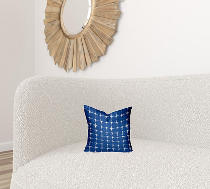 14" X 24" Blue And White Zippered Gingham Lumbar Indoor Outdoor Pillow Cover