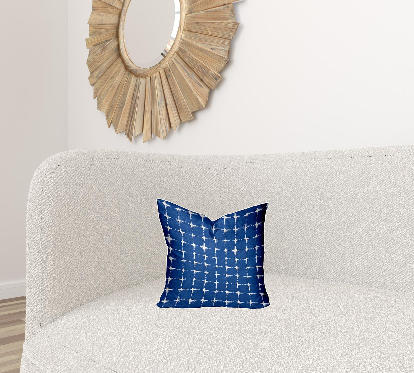 12" X 16" Blue And White Enveloped Abstract Lumbar Indoor Outdoor Pillow Cover