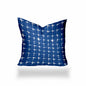 12" X 16" Blue And White Blown Seam Gingham Lumbar Indoor Outdoor Pillow