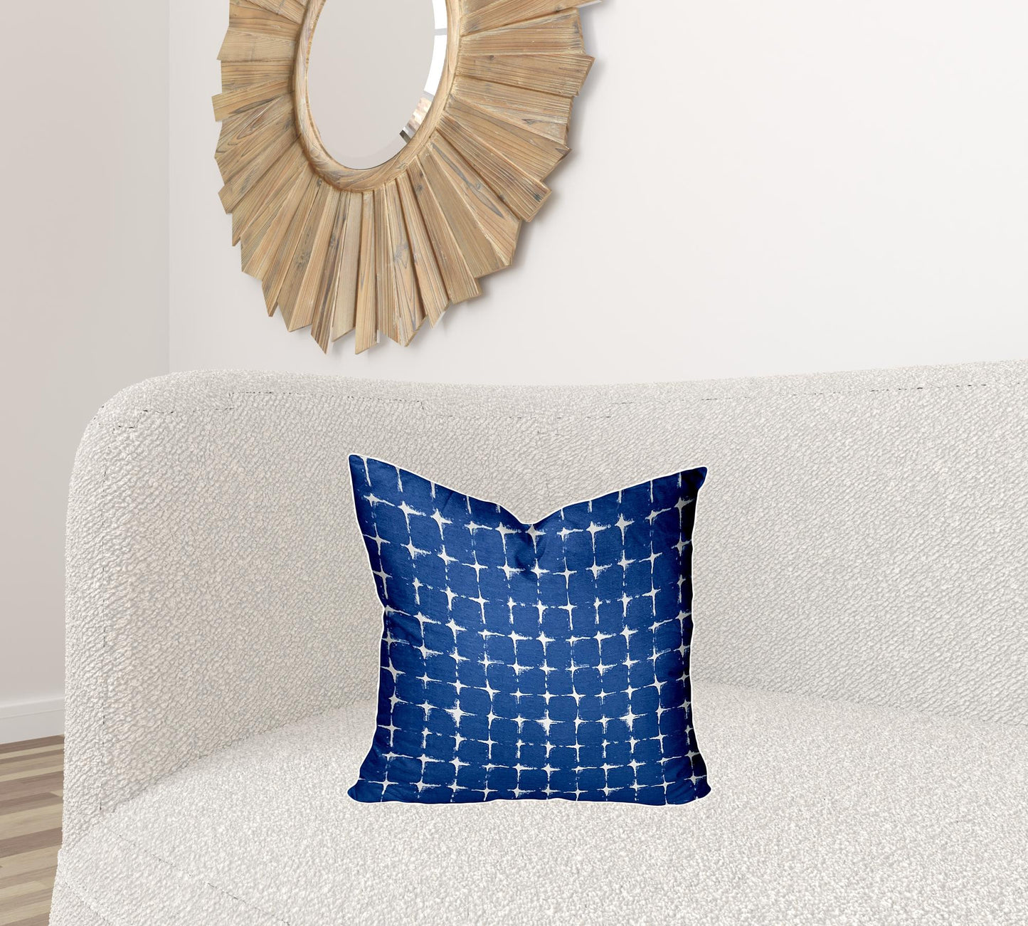 12" X 16" Blue And White Enveloped Abstract Lumbar Indoor Outdoor Pillow Cover