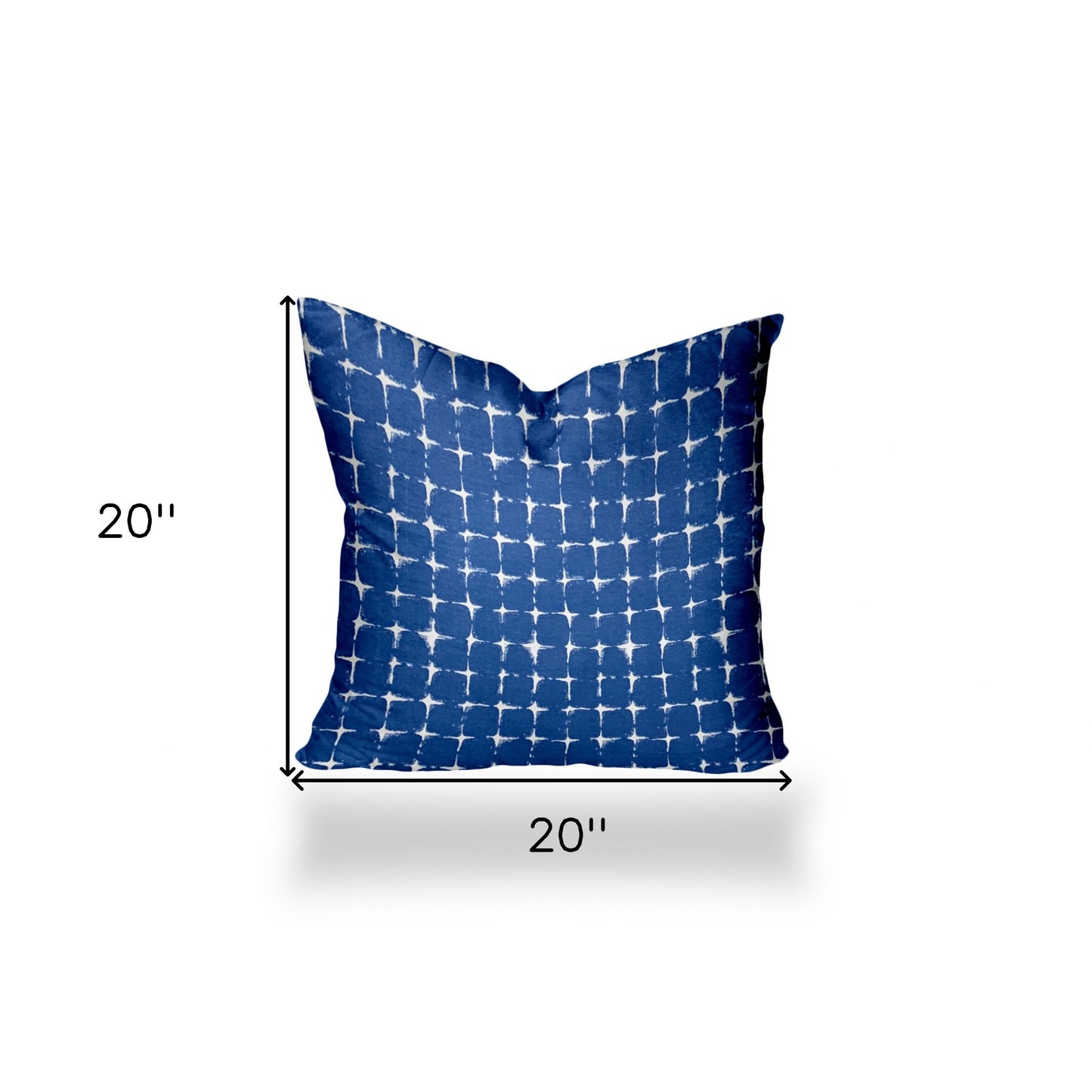 12" X 16" Blue And White Blown Seam Gingham Lumbar Indoor Outdoor Pillow