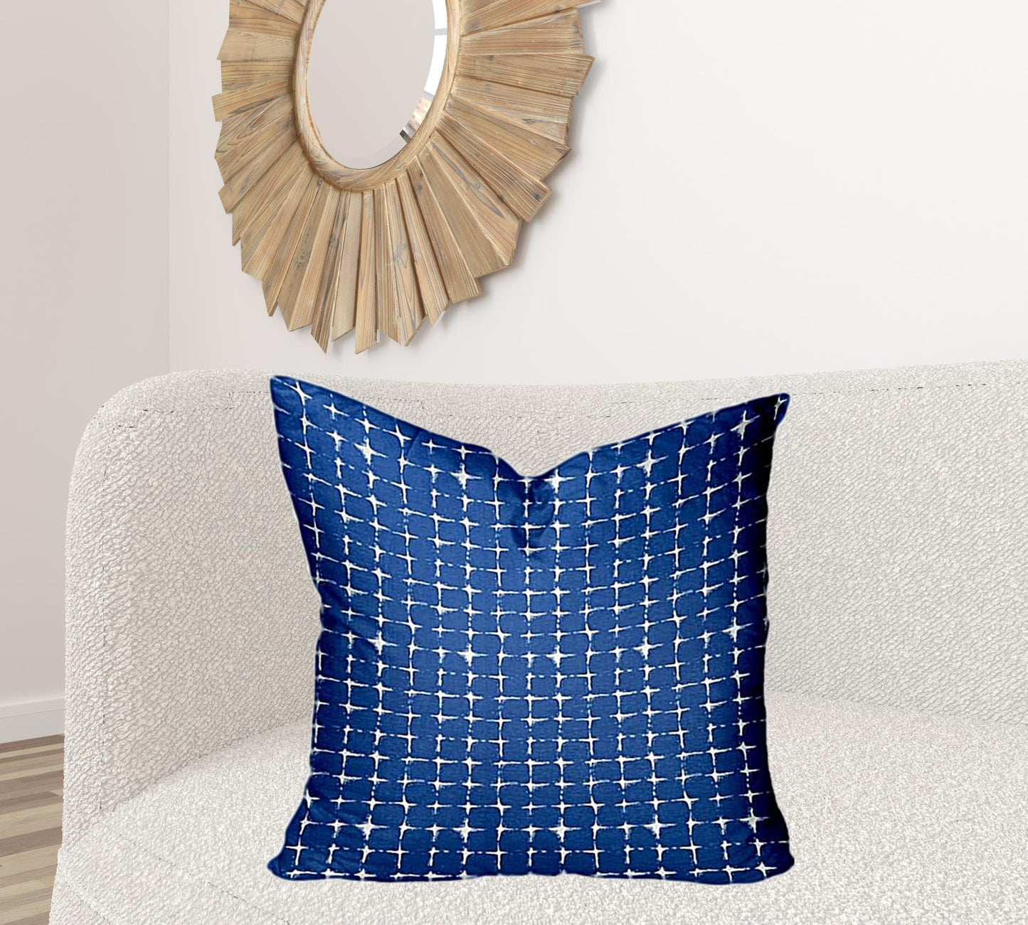 12" X 16" Blue And White Enveloped Abstract Lumbar Indoor Outdoor Pillow Cover