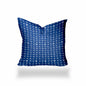 12" X 16" Blue And White Enveloped Gingham Lumbar Indoor Outdoor Pillow