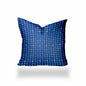 12" X 16" Blue And White Enveloped Gingham Lumbar Indoor Outdoor Pillow