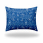 12" X 16" Blue And White Blown Seam Ikat Lumbar Indoor Outdoor Pillow