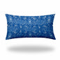 12" X 16" Blue And White Blown Seam Ikat Lumbar Indoor Outdoor Pillow