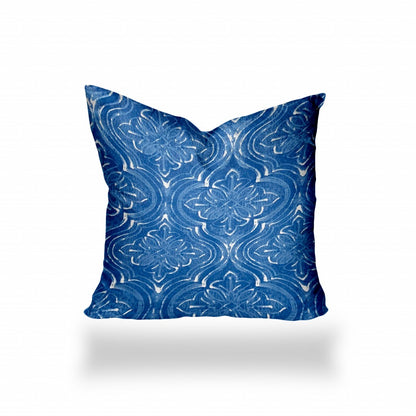 12" X 16" Blue And White Zippered Ogee Lumbar Indoor Outdoor Pillow Cover