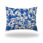 12" X 16" Blue And White Zippered Lumbar Indoor Outdoor Pillow Cover