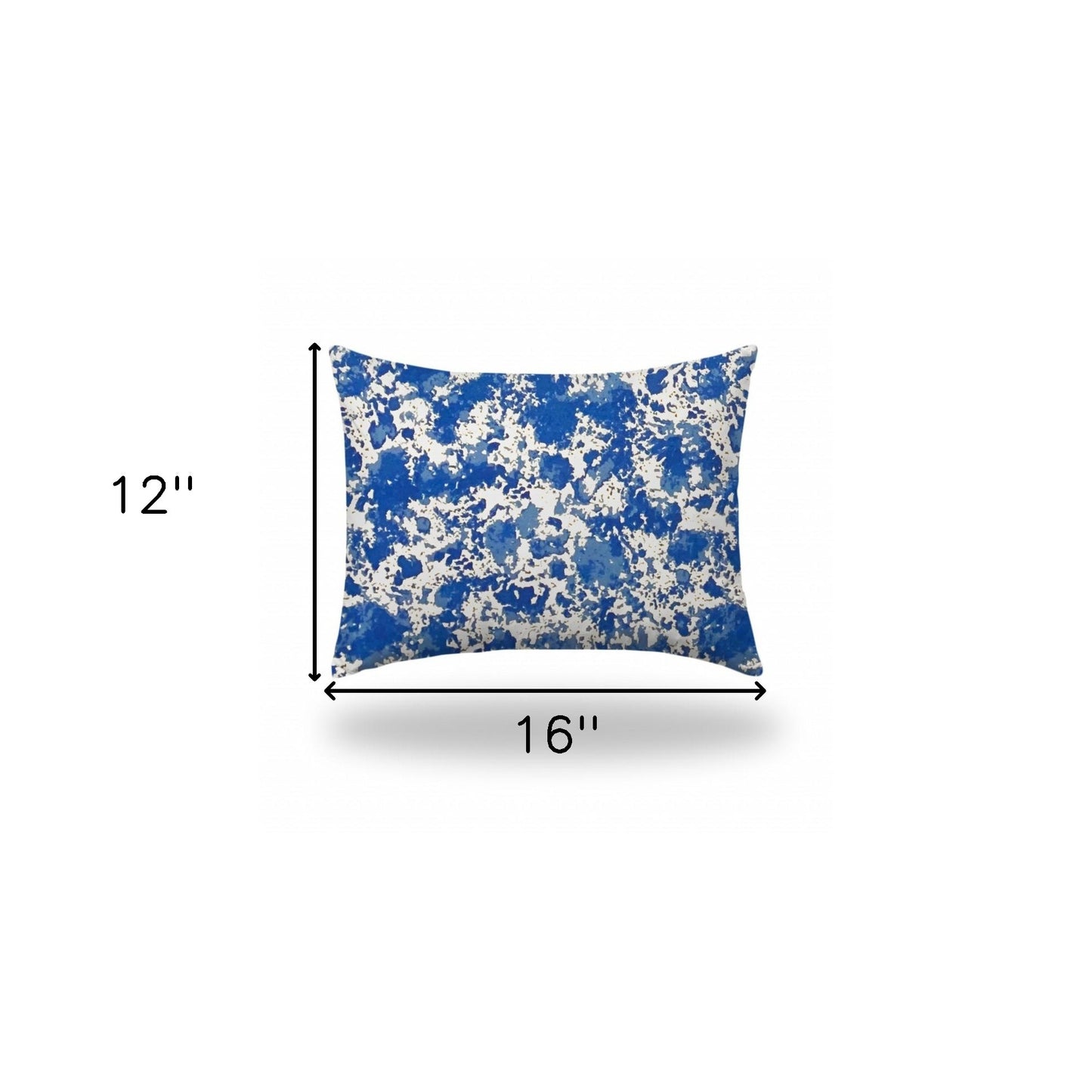 12" X 16" Blue And White Zippered Lumbar Indoor Outdoor Pillow Cover