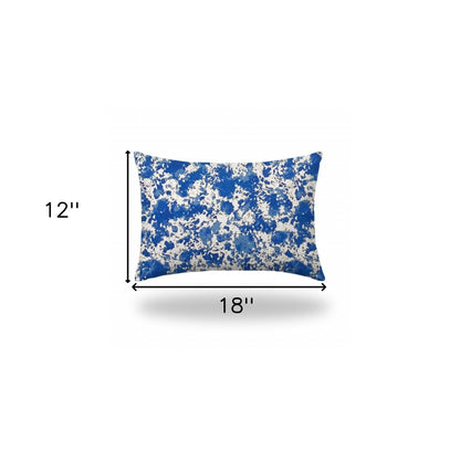 12" X 16" Blue And White Crab Enveloped Lumbar Indoor Outdoor Pillow Cover