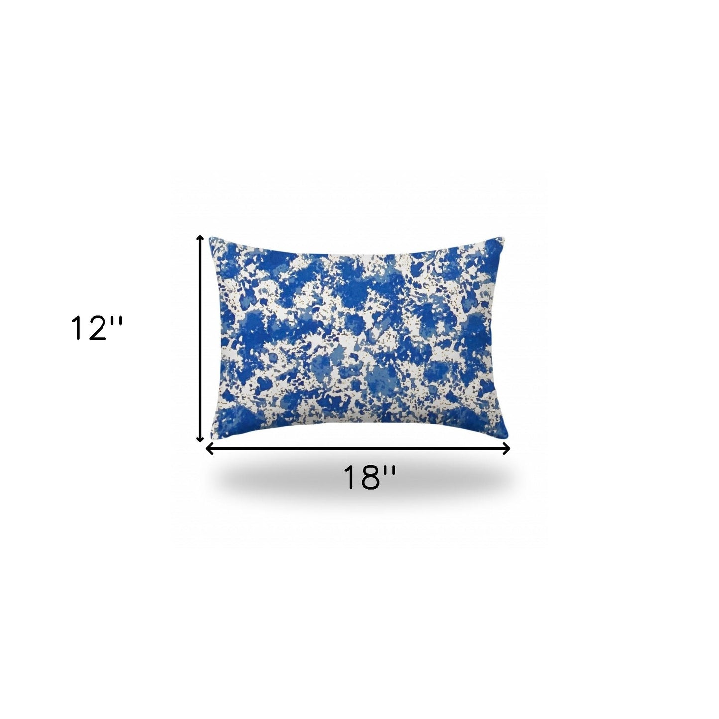 12" X 16" Blue And White Blown Seam Coastal Lumbar Indoor Outdoor Pillow