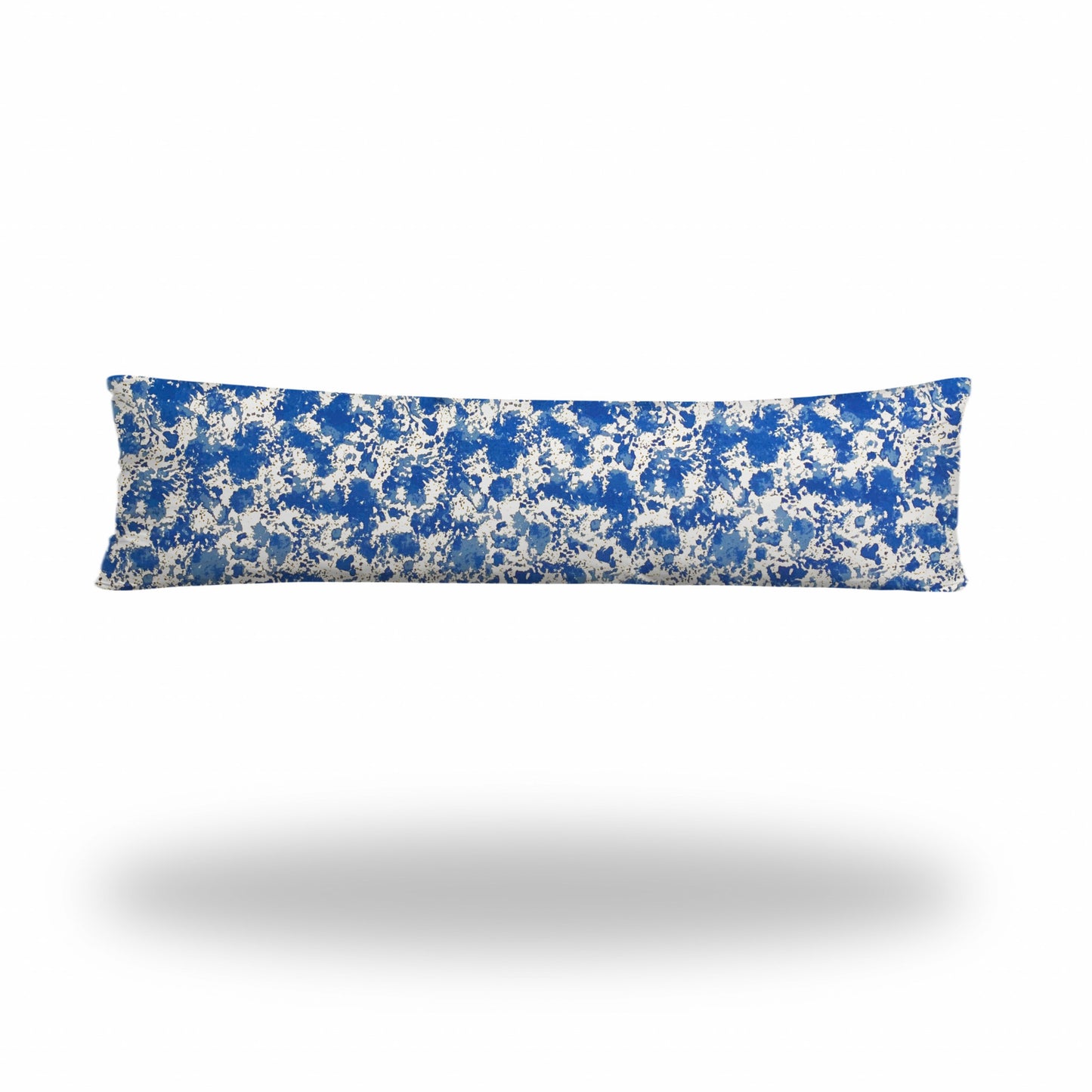 12" X 16" Blue And White Blown Seam Coastal Lumbar Indoor Outdoor Pillow