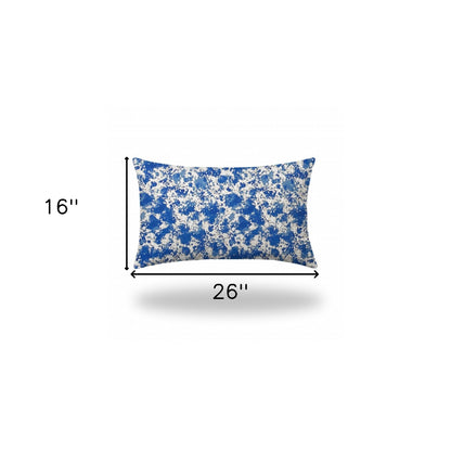 12" X 16" Blue And White Crab Enveloped Lumbar Indoor Outdoor Pillow Cover