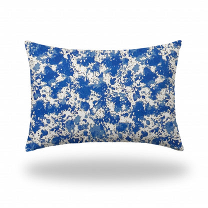 12" X 16" Blue And White Crab Enveloped Lumbar Indoor Outdoor Pillow Cover