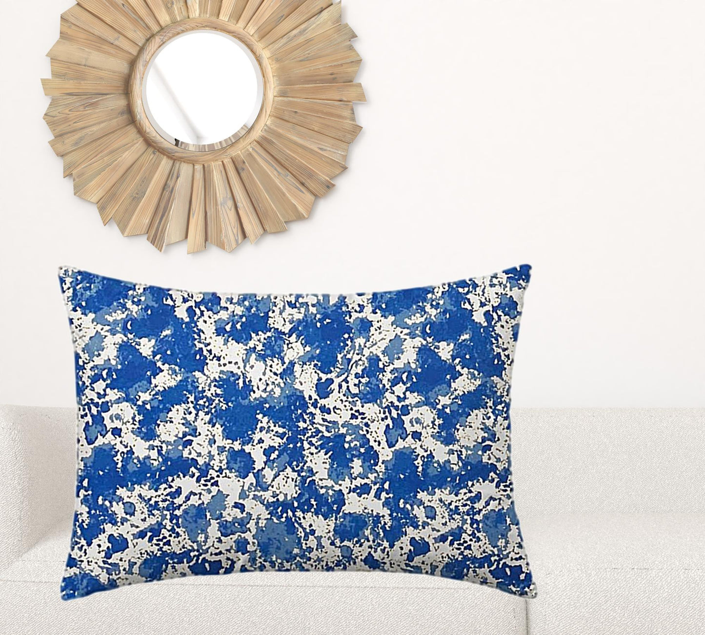 12" X 16" Blue And White Crab Enveloped Lumbar Indoor Outdoor Pillow Cover