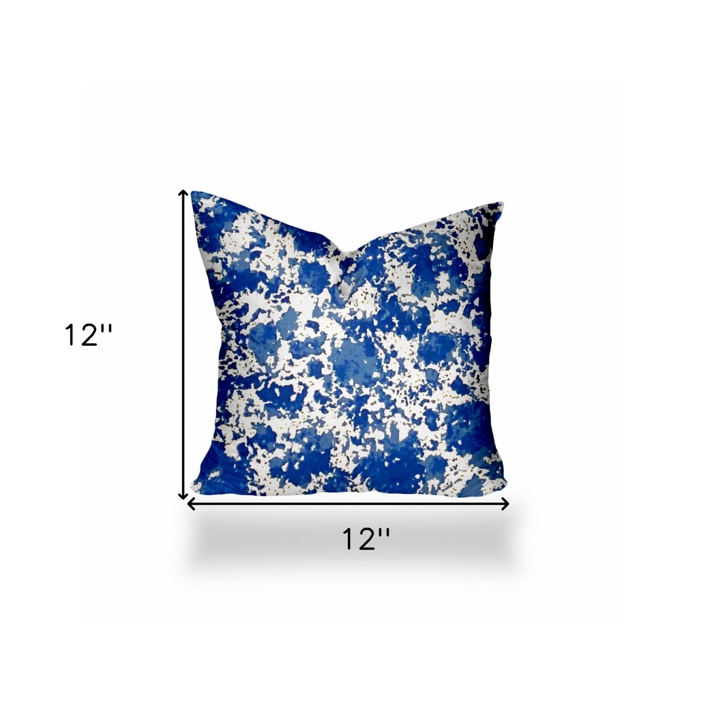 12" X 16" Blue And White Blown Seam Coastal Lumbar Indoor Outdoor Pillow