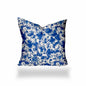 12" X 16" Blue And White Crab Enveloped Lumbar Indoor Outdoor Pillow Cover