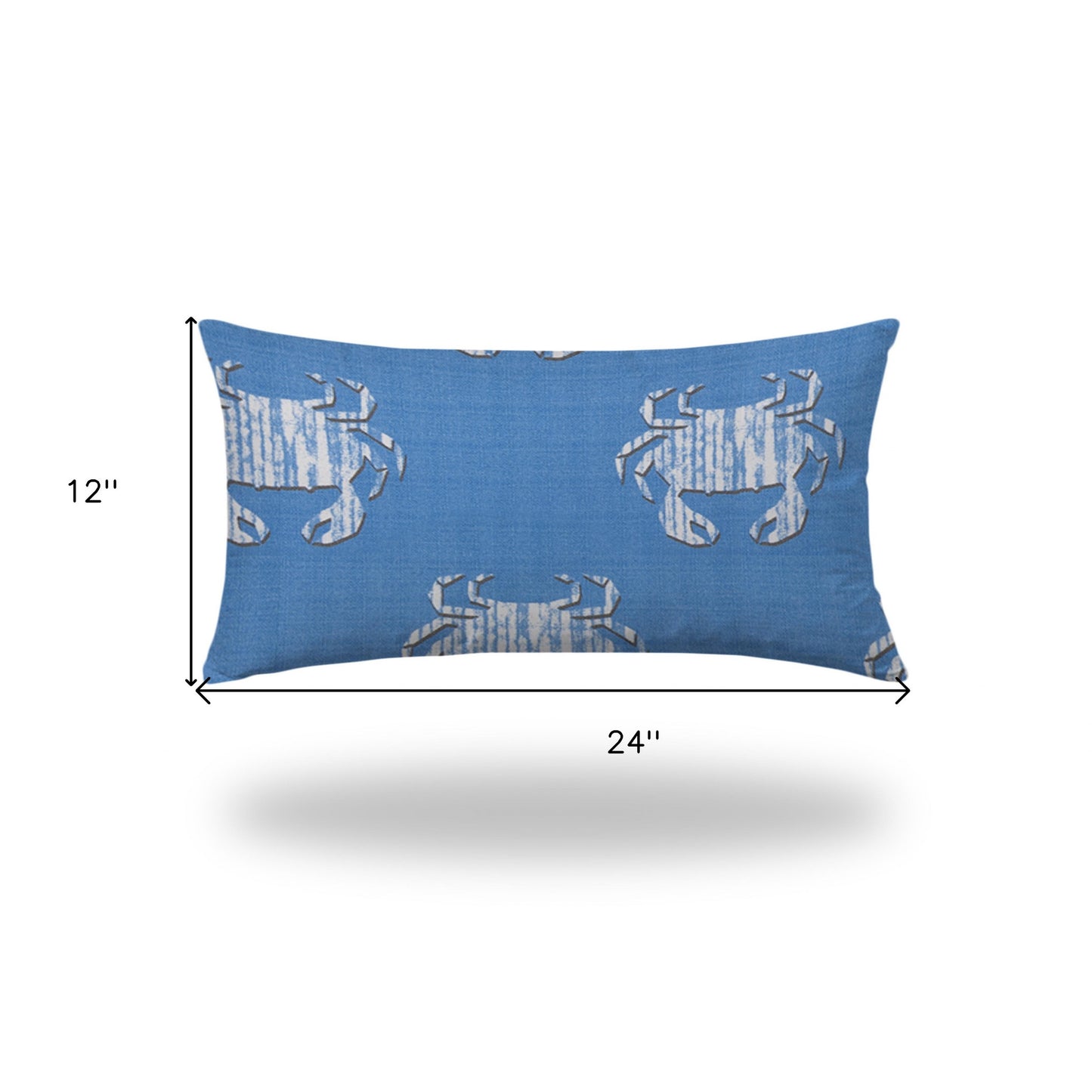 12" X 16" Blue And White Crab Zippered Coastal Lumbar Indoor Outdoor Pillow