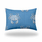 12" X 16" Blue And White Crab Zippered Coastal Lumbar Indoor Outdoor Pillow