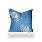 12" X 16" Blue And White Crab Blown Seam Coastal Lumbar Indoor Outdoor Pillow