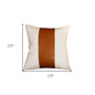 Set of Two 17" Brown And Ivory Faux Leather Throw Pillow Covers