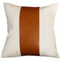 Set Of Two 20" X 20" Brown and Ivory Faux Leather Zippered Pillow Cover