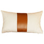 Set Of Two 18" X 18" Brown and Ivory Faux Leather Zippered Pillow