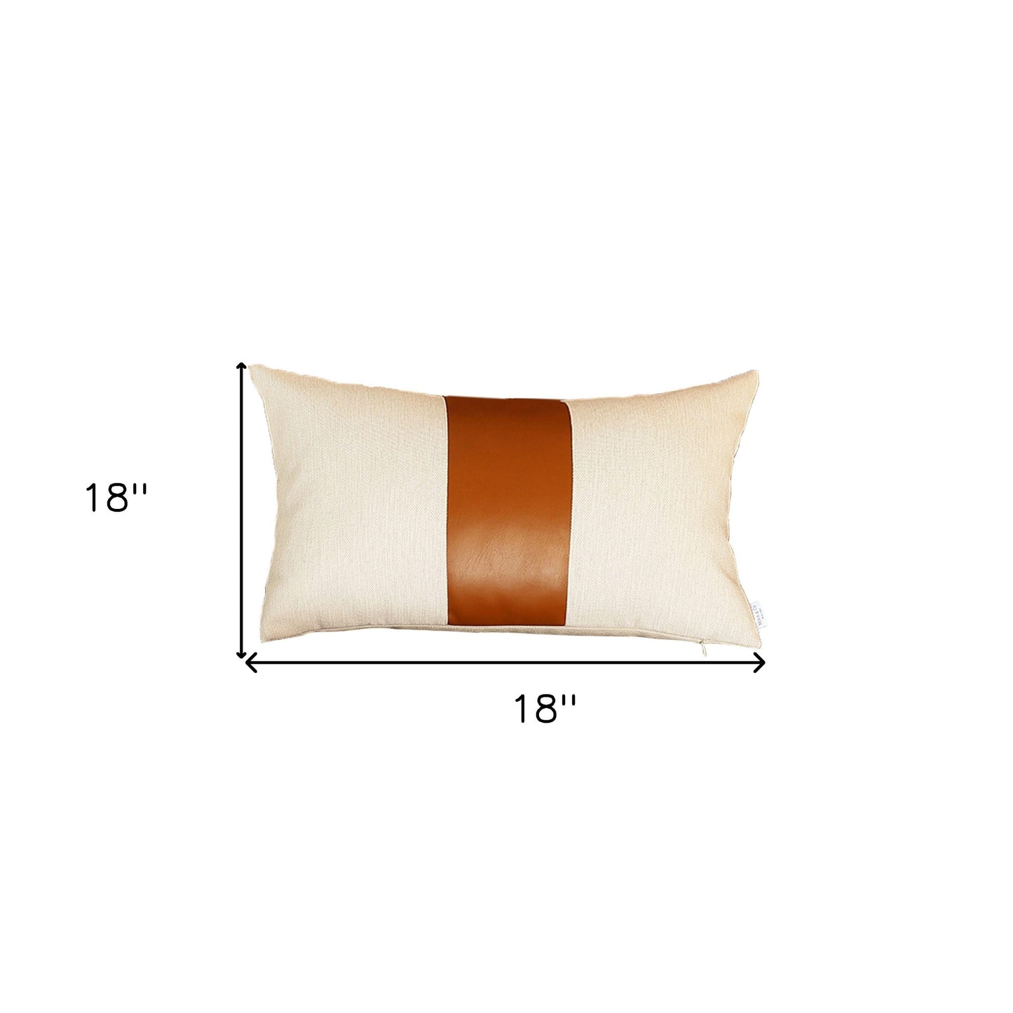 Set Of Two 18" X 18" Brown and Ivory Faux Leather Zippered Pillow