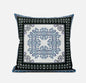 16" White Dark Blue and Light Blue Damask Indoor Outdoor Throw Pillow