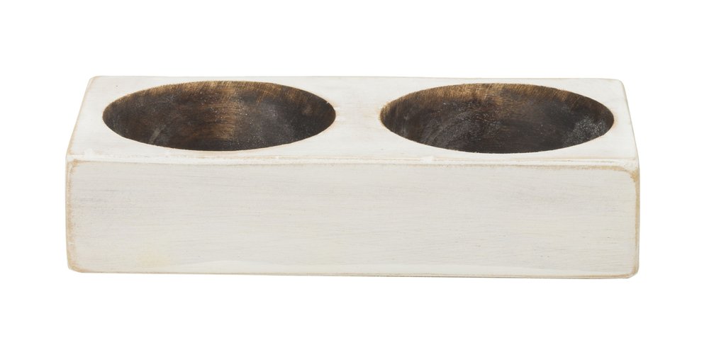 6" White Solid Wood Tabletop Candle Holder
