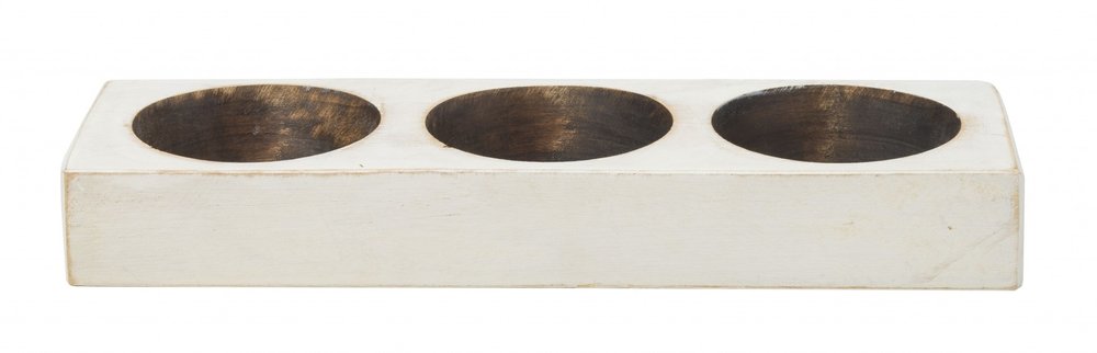 6" White Solid Wood Tabletop Candle Holder
