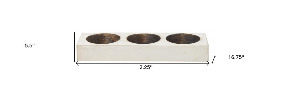 6" White Solid Wood Tabletop Candle Holder