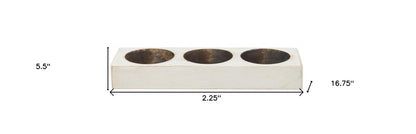 6" White Solid Wood Tabletop Candle Holder