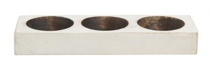 6" White Solid Wood Tabletop Candle Holder