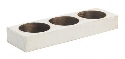 6" White Solid Wood Tabletop Candle Holder