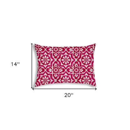 Pink Medallion Indoor Outdoor Sewn Lumbar Pillow