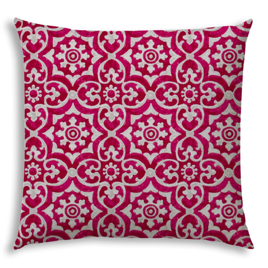 20" X 20" Magenta Blown Seam Stencil Indoor Outdoor Throw Pillow