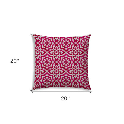 20" X 20" Magenta Blown Seam Stencil Indoor Outdoor Throw Pillow