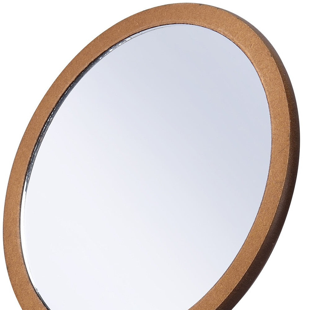 10" Brown Round Framed Makeup Shaving Tabletop Mirror