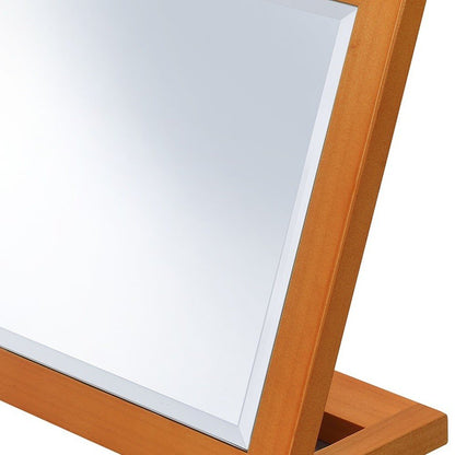 8" Brown Wood Framed Freestanding Makeup Shaving Tabletop Mirror