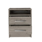 20" Light Gray Wood Two Drawer Nightstand