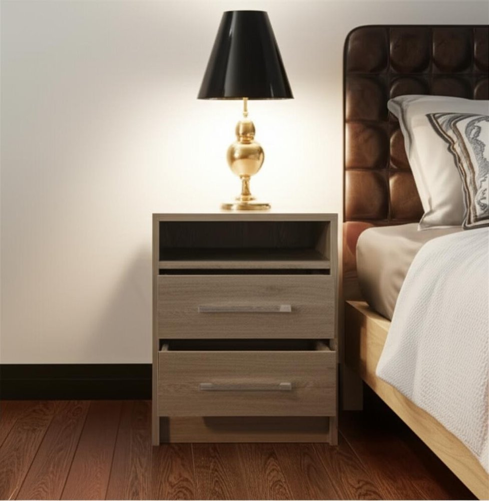 20" Wood Two Drawer Nightstand