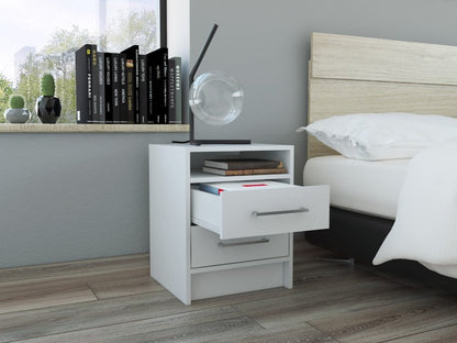 20" Wood Two Drawer Nightstand