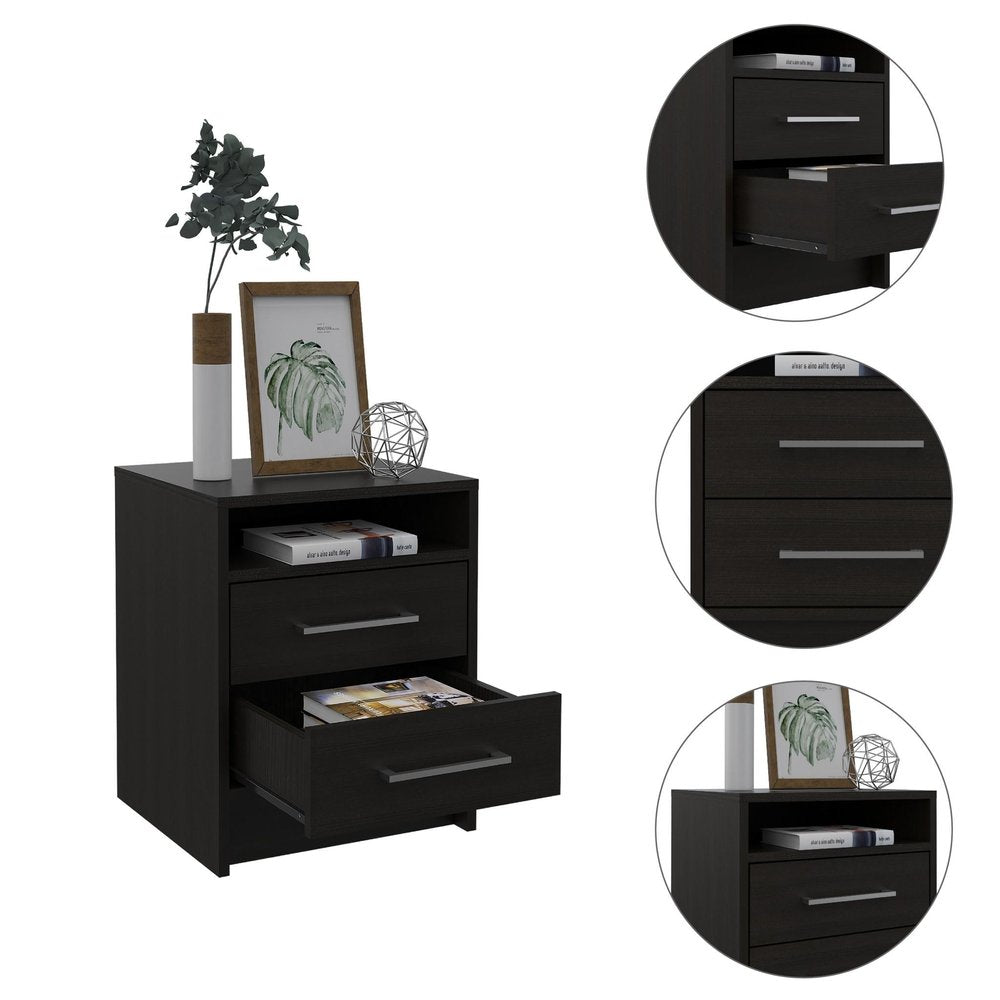 20" Wood Two Drawer Nightstand