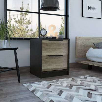 19" Wood Two Drawer Nightstand