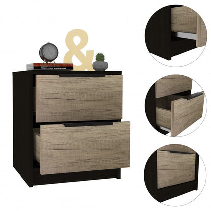19" Wood Two Drawer Nightstand