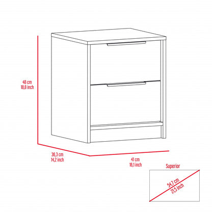 Black Open Compartment Two Drawer Nightstand